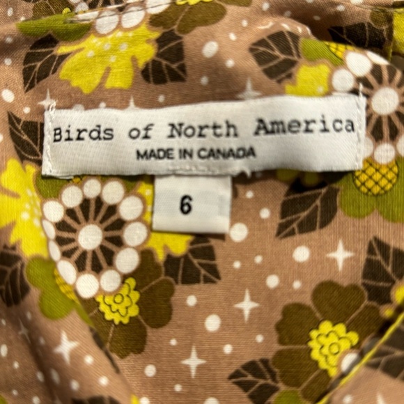 BIRDS OF NORTH AMERICA Sz 6 Eagle Dress In Winter Mist 100% Cotton Midi Dress - Picture 9 of 11